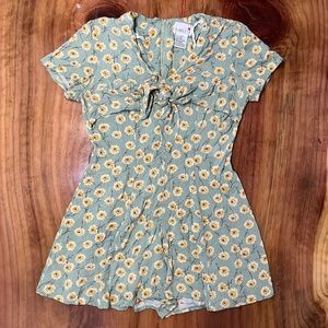 Vintage Green Sunflower Jumpsuit